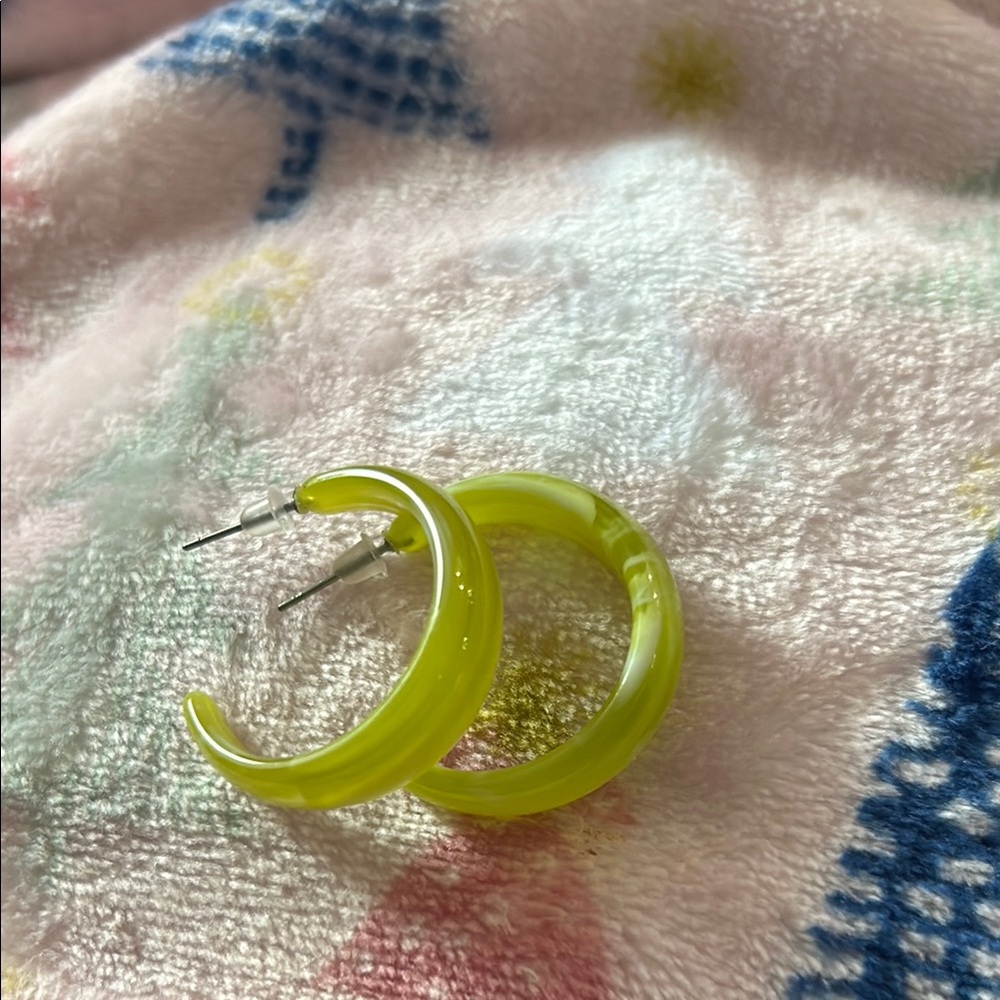 Green Acrylic Hoop Earrings